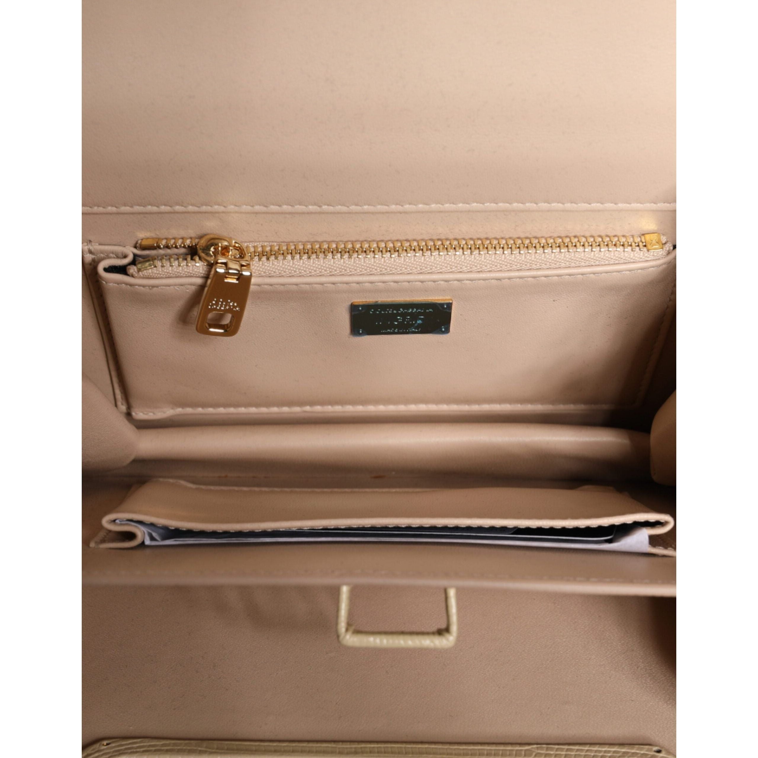 Luxour, Dolce & Gabbana Beige Leather Ingrid Top Handle Shoulder Bag, 