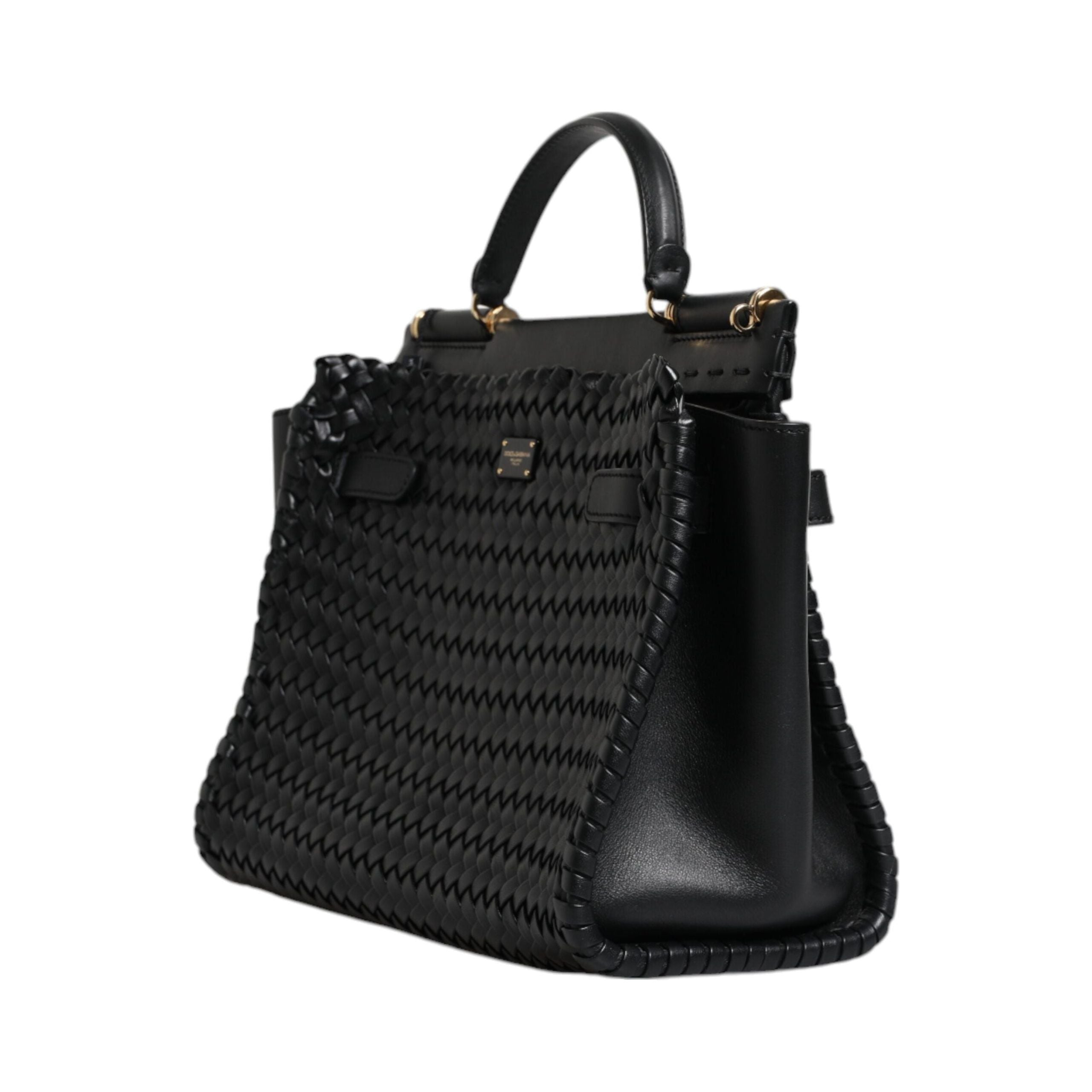 Luxour, Dolce & Gabbana Black Leather Sicily Top Handle Shoulder Bag, 