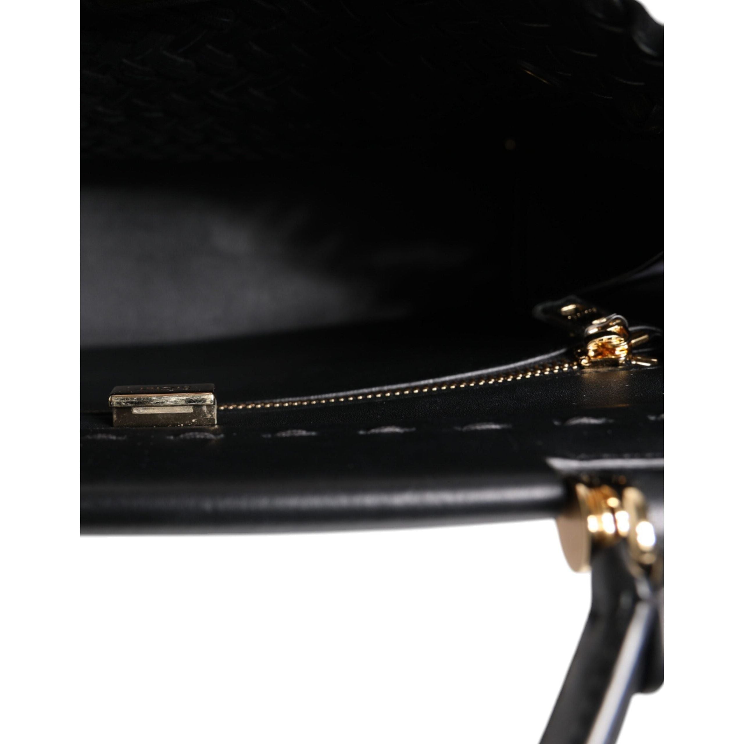 Luxour, Dolce & Gabbana Black Leather Sicily Top Handle Shoulder Bag, 