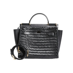 Luxour, Dolce & Gabbana Black Leather Sicily Top Handle Shoulder Bag, 