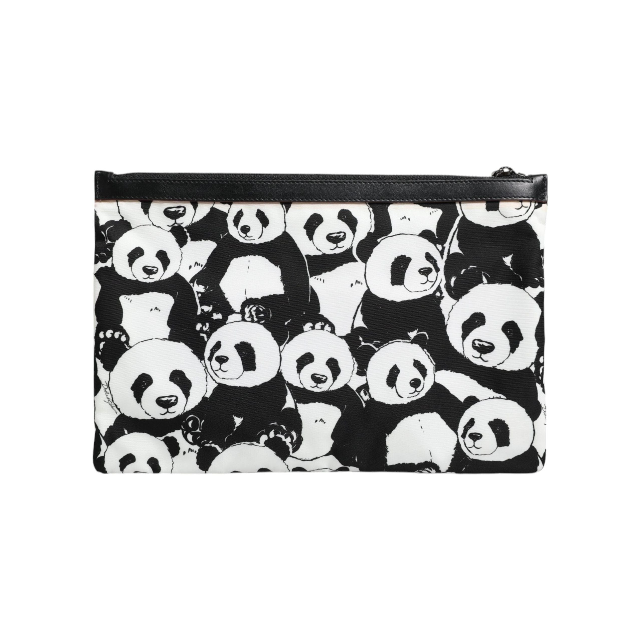 Luxour, Dolce & Gabbana Black White Panda Pattern Clutch Pouch Bag, 