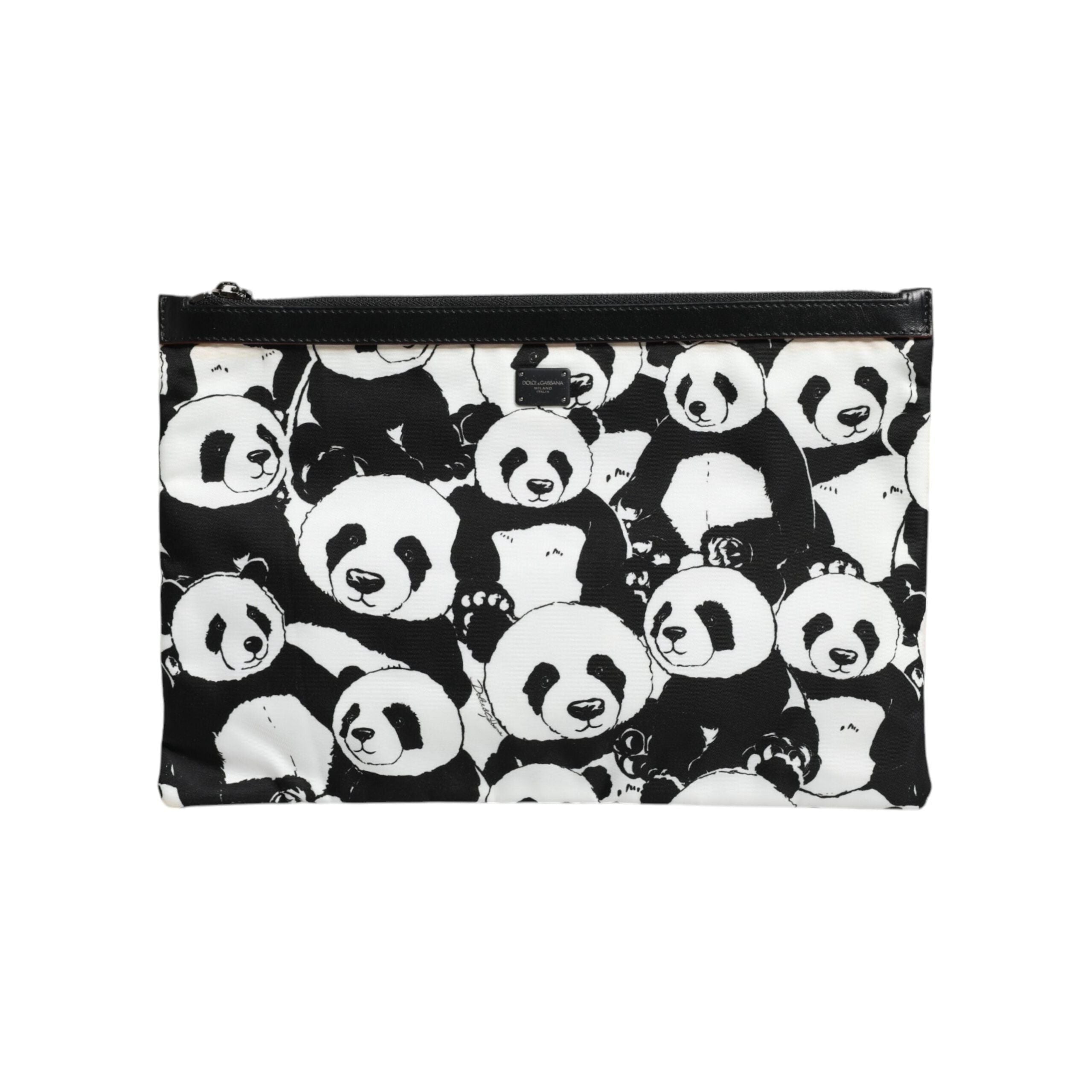 Luxour, Dolce & Gabbana Black White Panda Pattern Clutch Pouch Bag, 