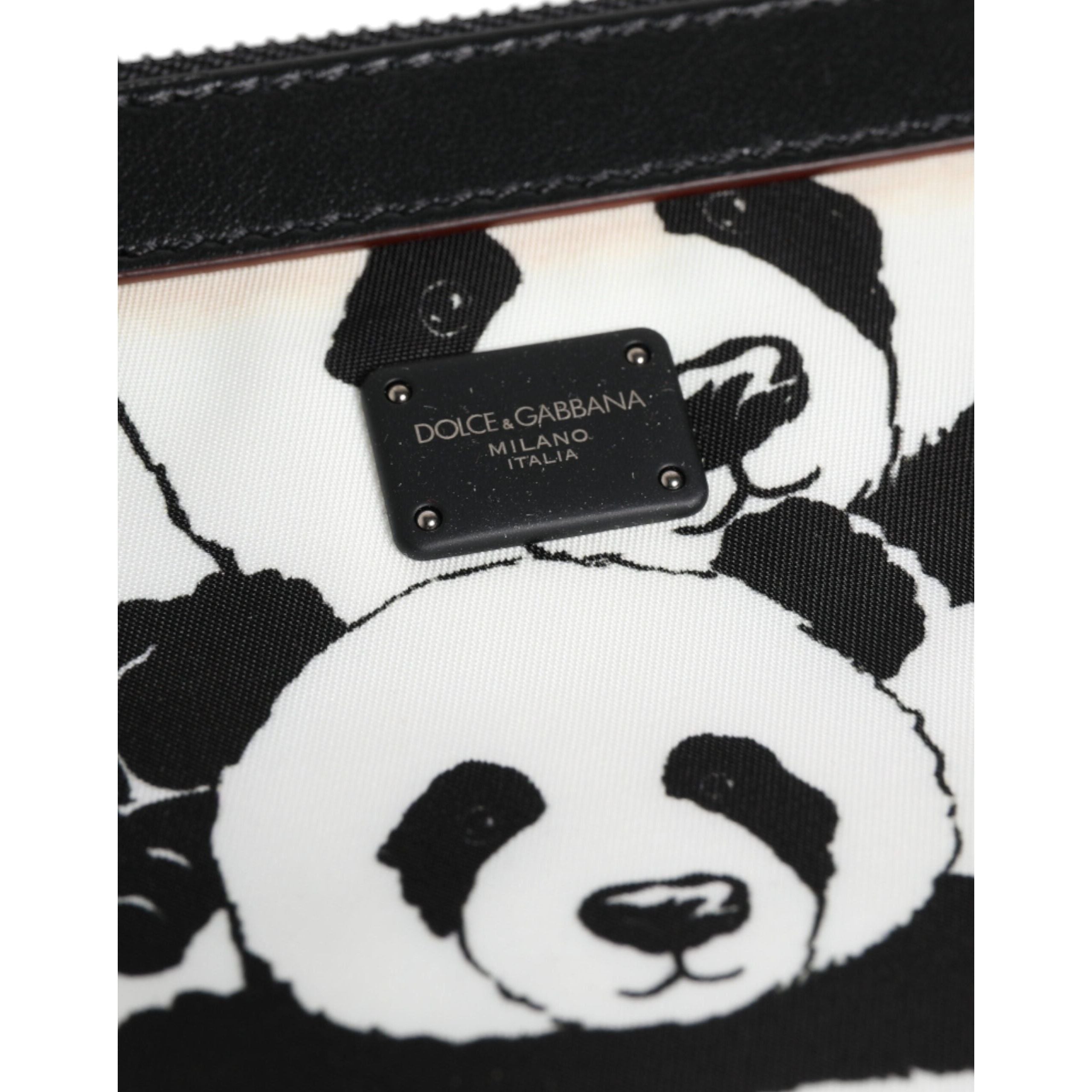 Luxour, Dolce & Gabbana Black White Panda Pattern Clutch Pouch Bag, 