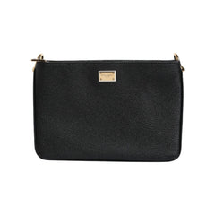 Luxour, Dolce & Gabbana Black Grain Leather Logo Plaque Clutch Bag, 