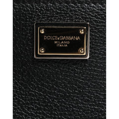 Luxour, Dolce & Gabbana Black Grain Leather Logo Plaque Clutch Bag, 