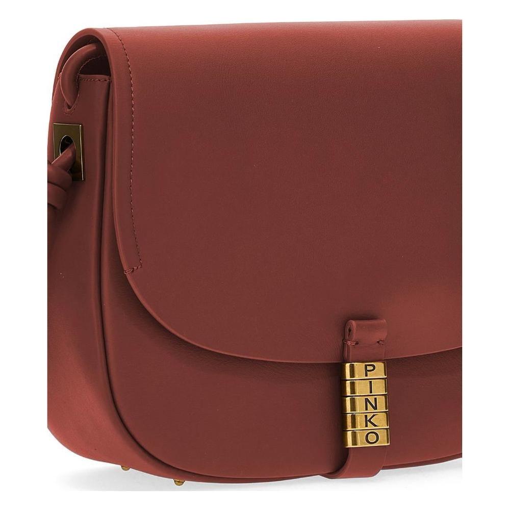 Luxour, PINKO Red Leather Women Crossbody, 