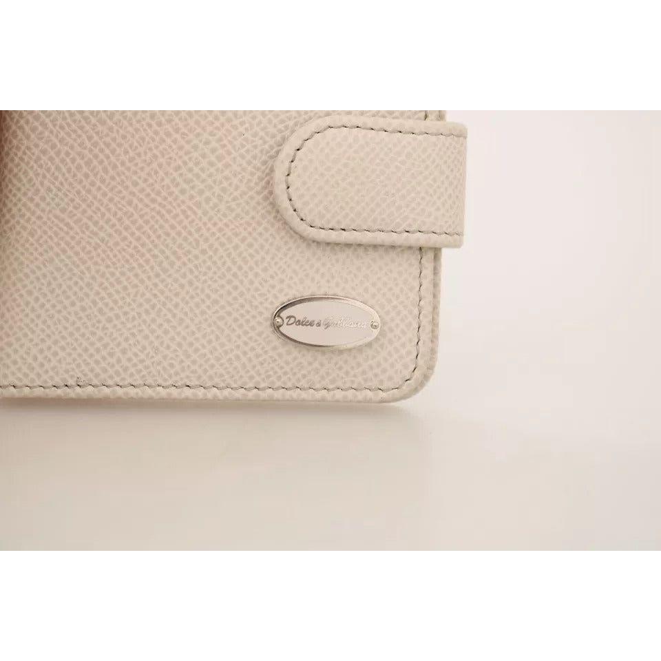 Luxour, Dolce & Gabbana White Dauphine Leather Condom Case Holder Pocket Wallet, 