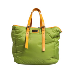 Luxour, Dolce & Gabbana Green Nylon Padded Logo Plaque Tote Crossbody Bag, 