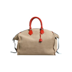 Luxour, Dolce & Gabbana Beige Suede Leather Top Handle Duffle Bag, 