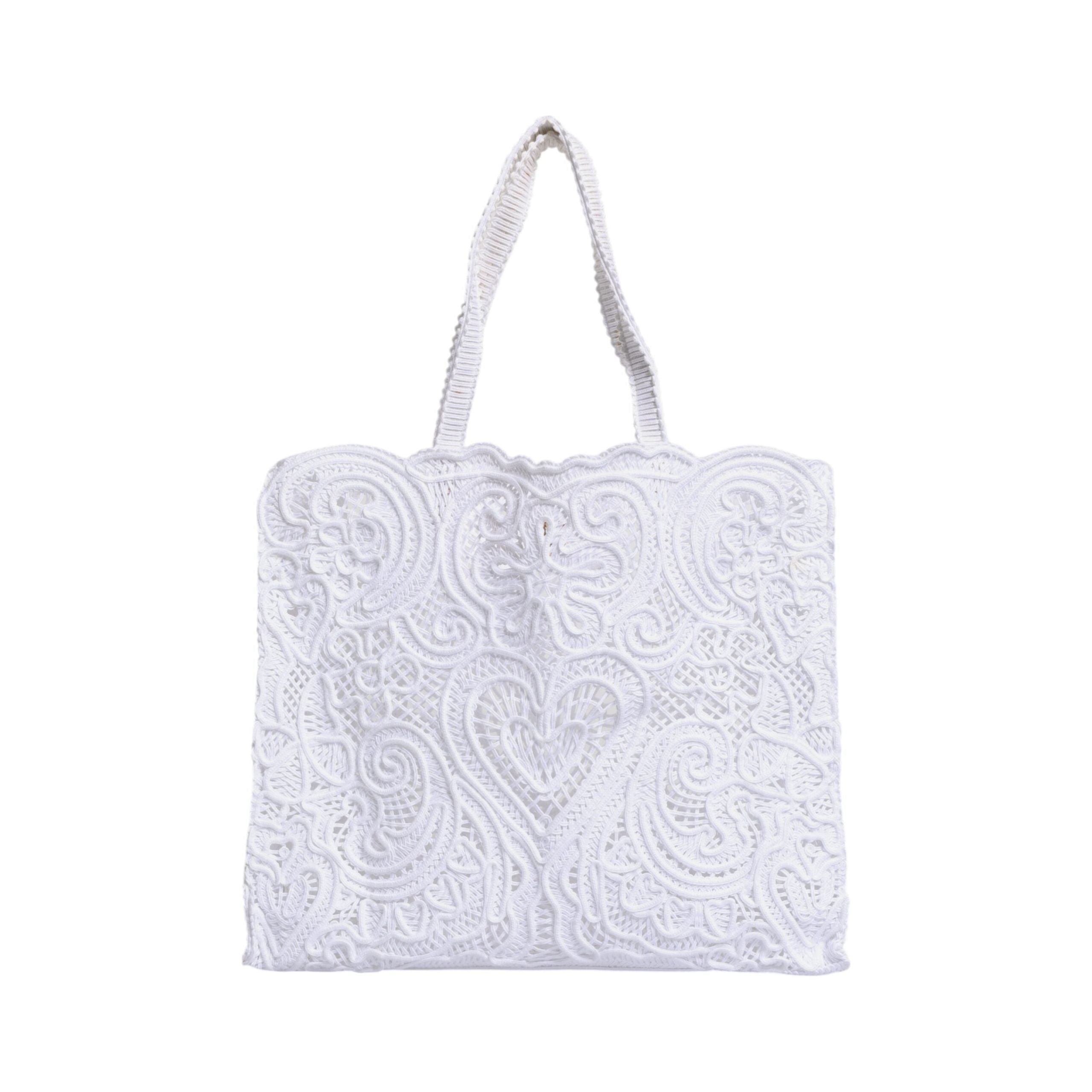 Luxour, Dolce & Gabbana White Cordonetto Lace Beatrice Shopping Tote Bag, 