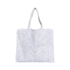 Luxour, Dolce & Gabbana White Cordonetto Lace Beatrice Shopping Tote Bag, 