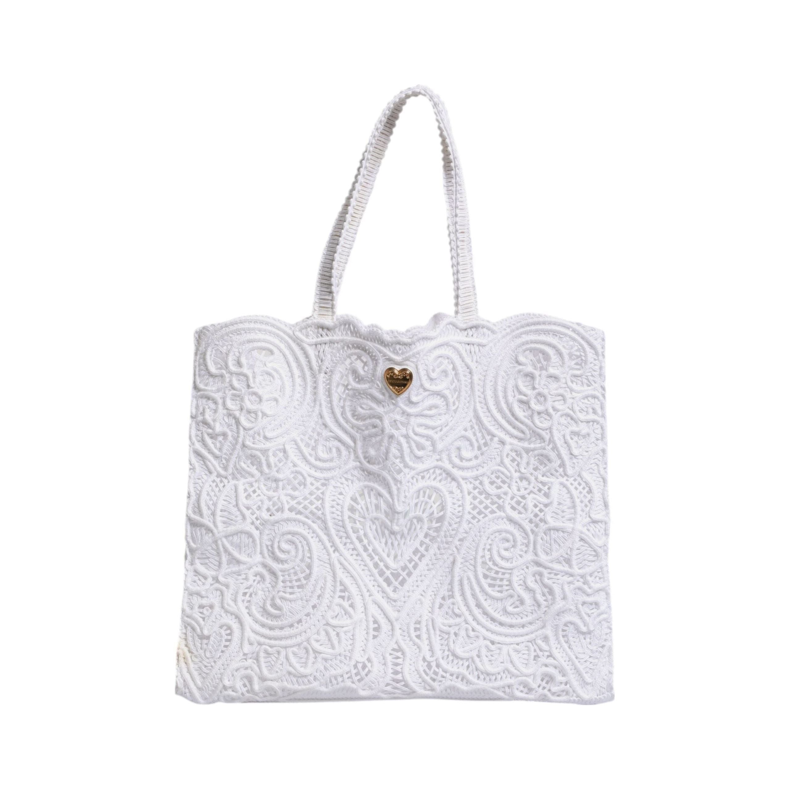 Luxour, Dolce & Gabbana Bag White Cordonetto Lace Beatrice Shopping Tote, 