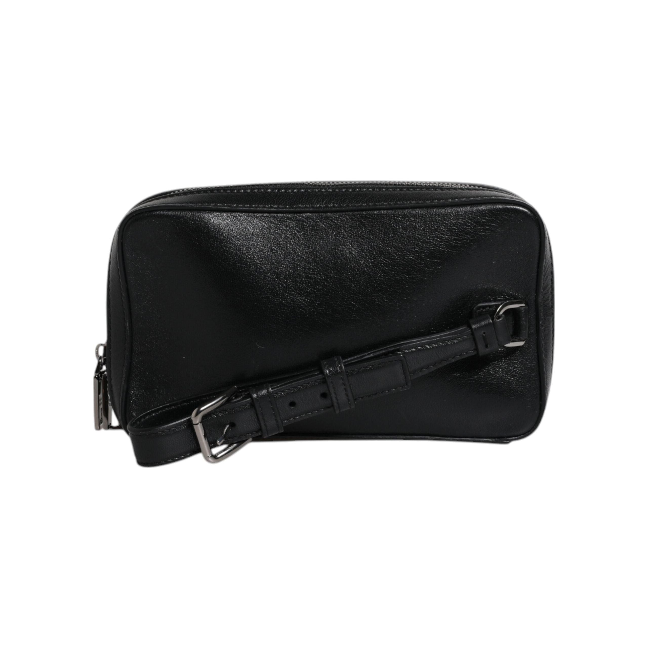 Luxour, Dolce & Gabbana Black Leather LED Logo Wrist Strap Clutch Bag, 