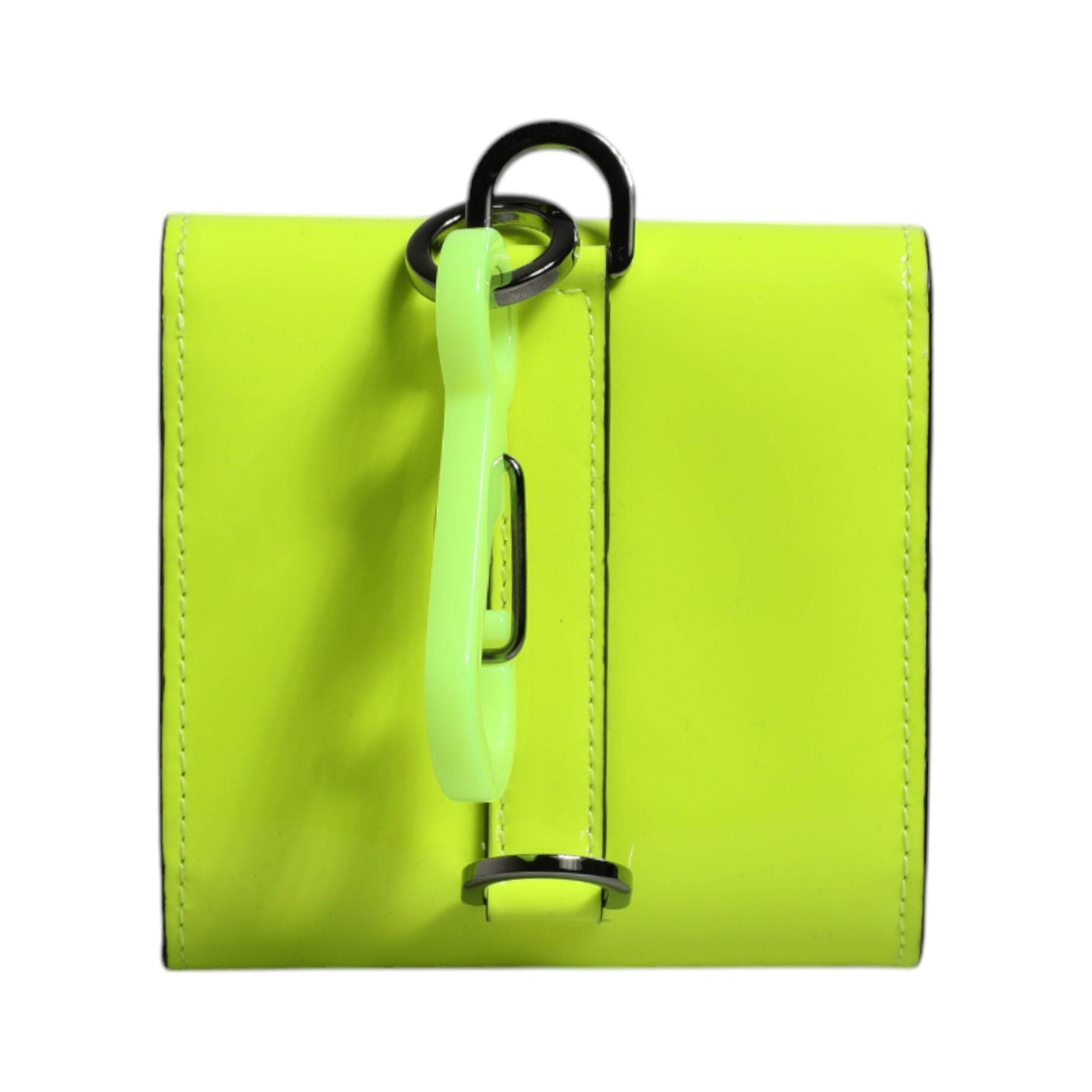 Luxour, Dolce & Gabbana Yellow Green Bifold DG Logo Neck Strap Cardholder Wallet, 