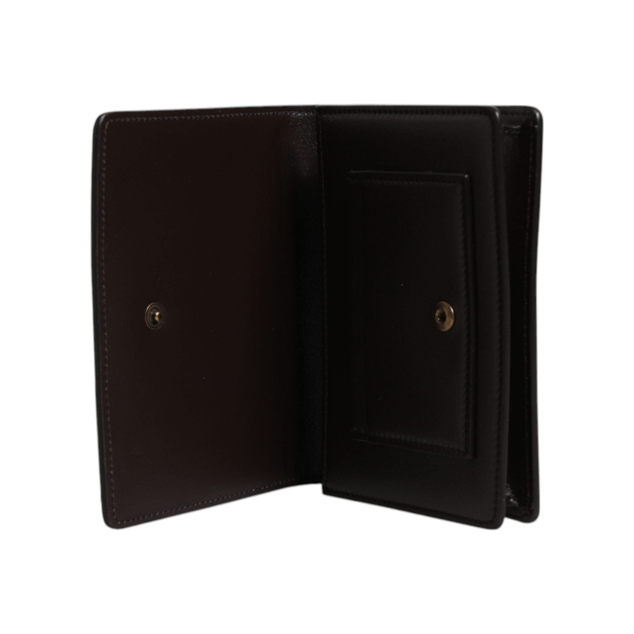 Luxour, Dolce & Gabbana Brown Leather Bifold DG Logo Cardholder Sling Strap Wallet, 