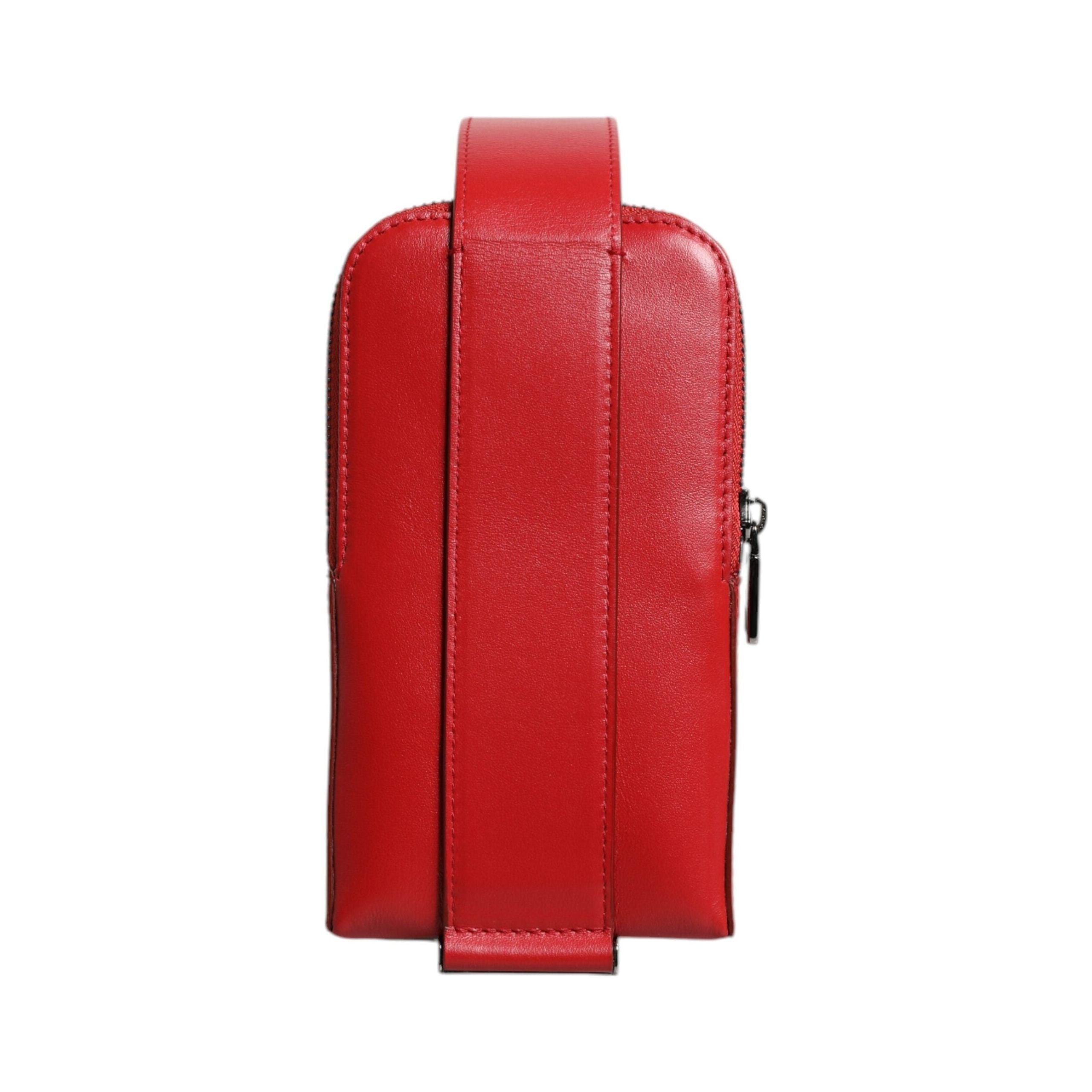 Luxour, Dolce & Gabbana Red Leather Logo Zip Around Card Holder Wide Strap Wallet, 