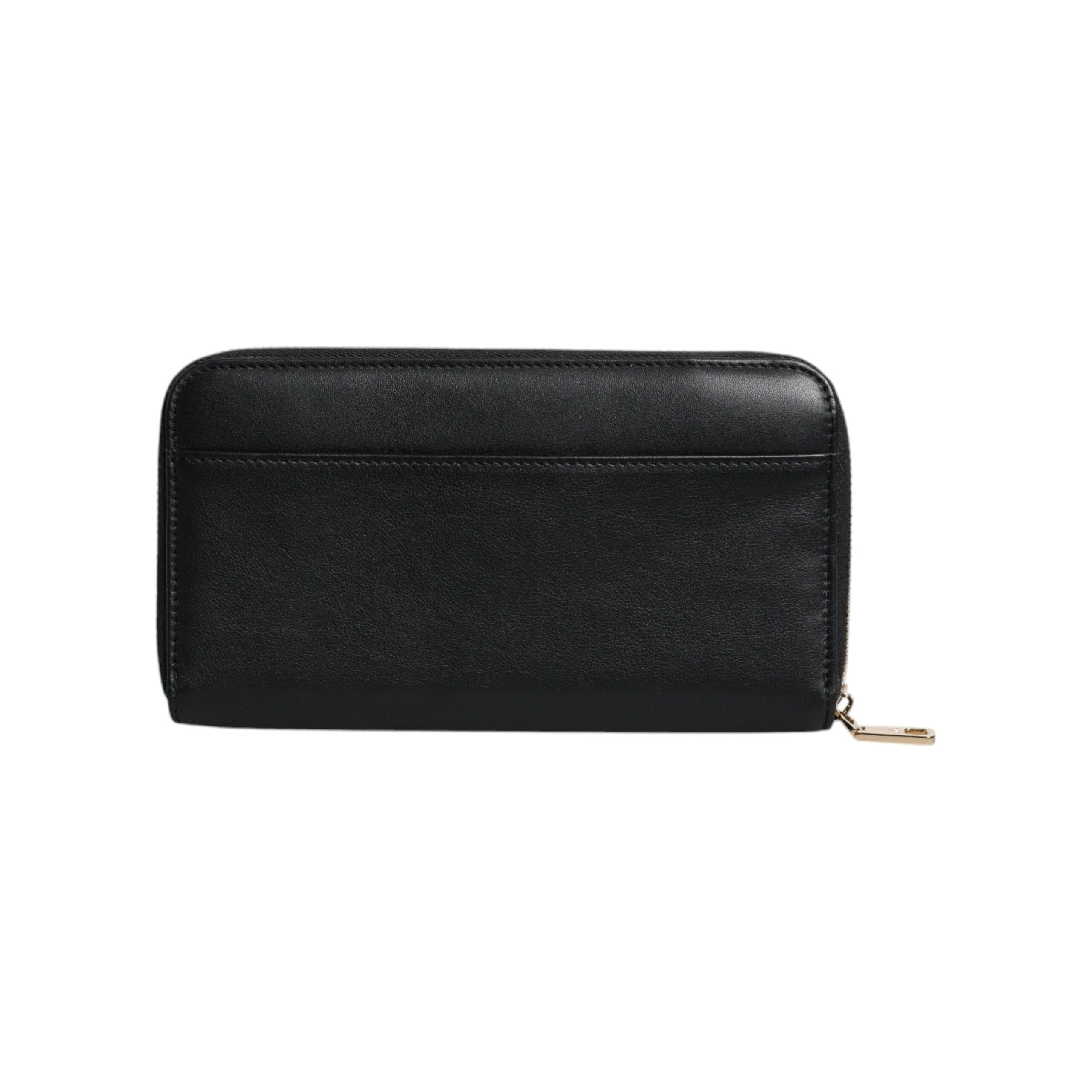 Luxour, Dolce & Gabbana Black Calfskin Leather Logo Zip Around Continental Wallet, 