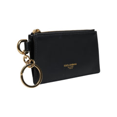 Luxour, Dolce & Gabbana Black Calfskin Leather DG Logo Card Holder Wallet, 