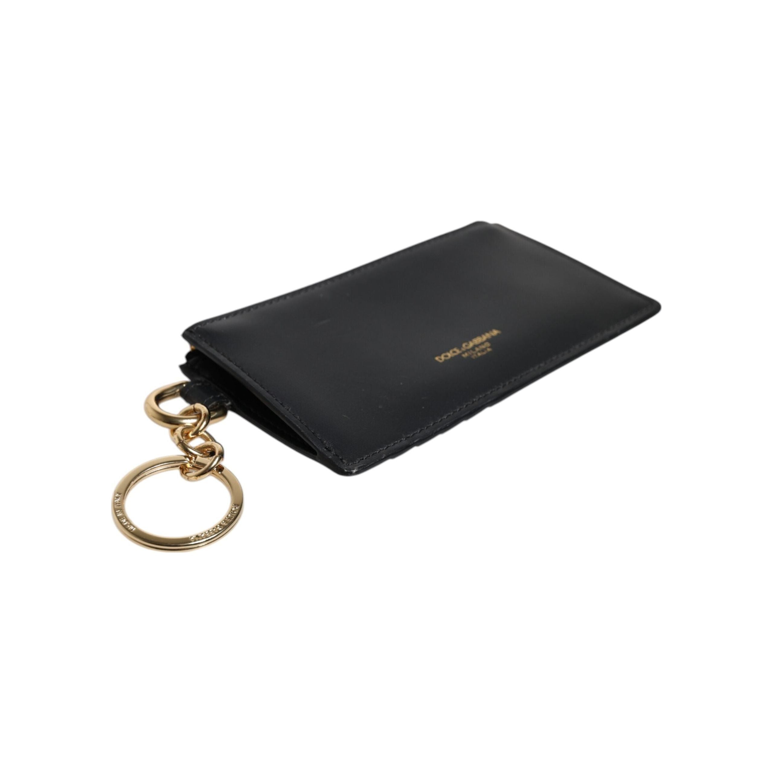 Luxour, Dolce & Gabbana Black Calfskin Leather DG Logo Card Holder Wallet, 