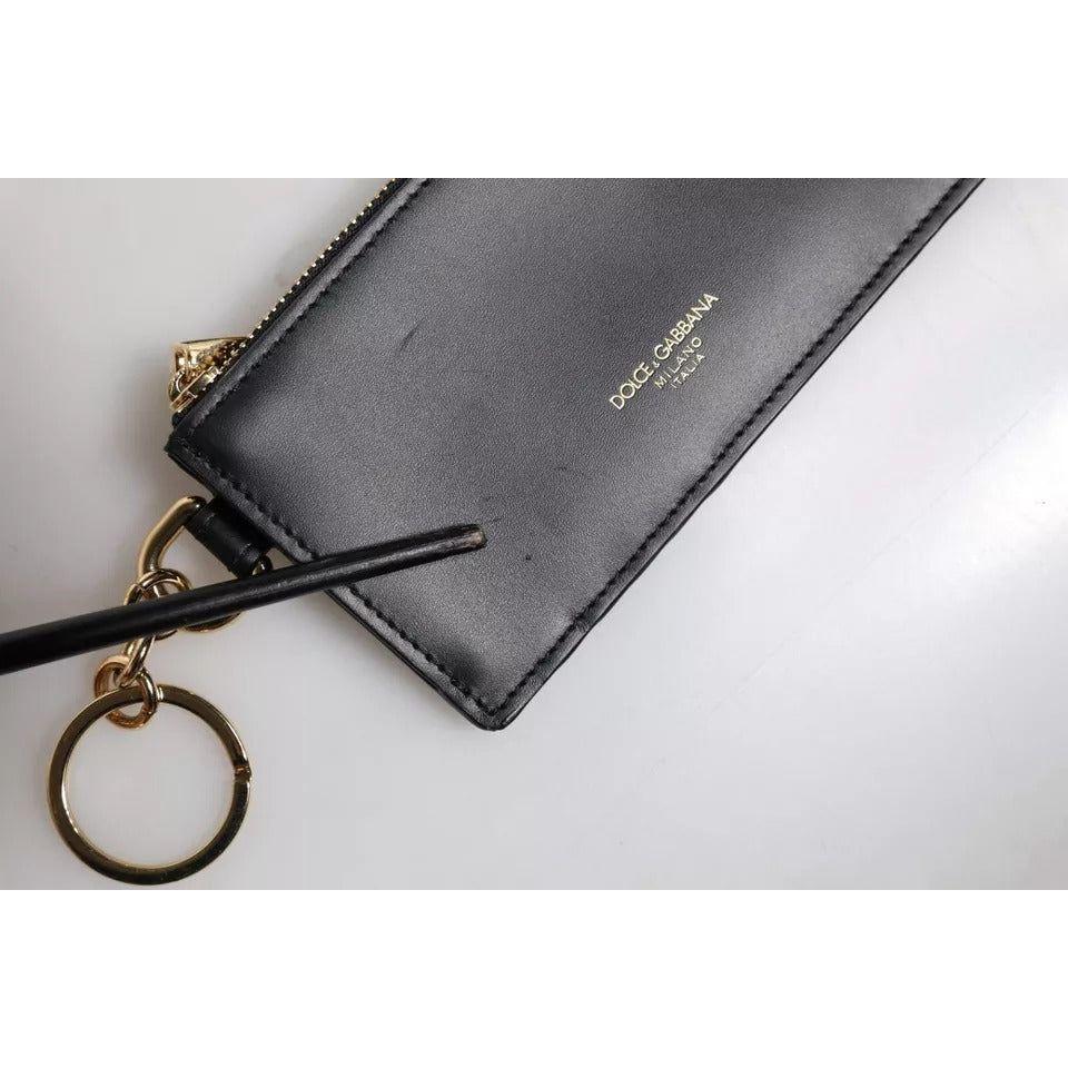 Luxour, Dolce & Gabbana Black Calfskin Leather DG Logo Card Holder Wallet, 