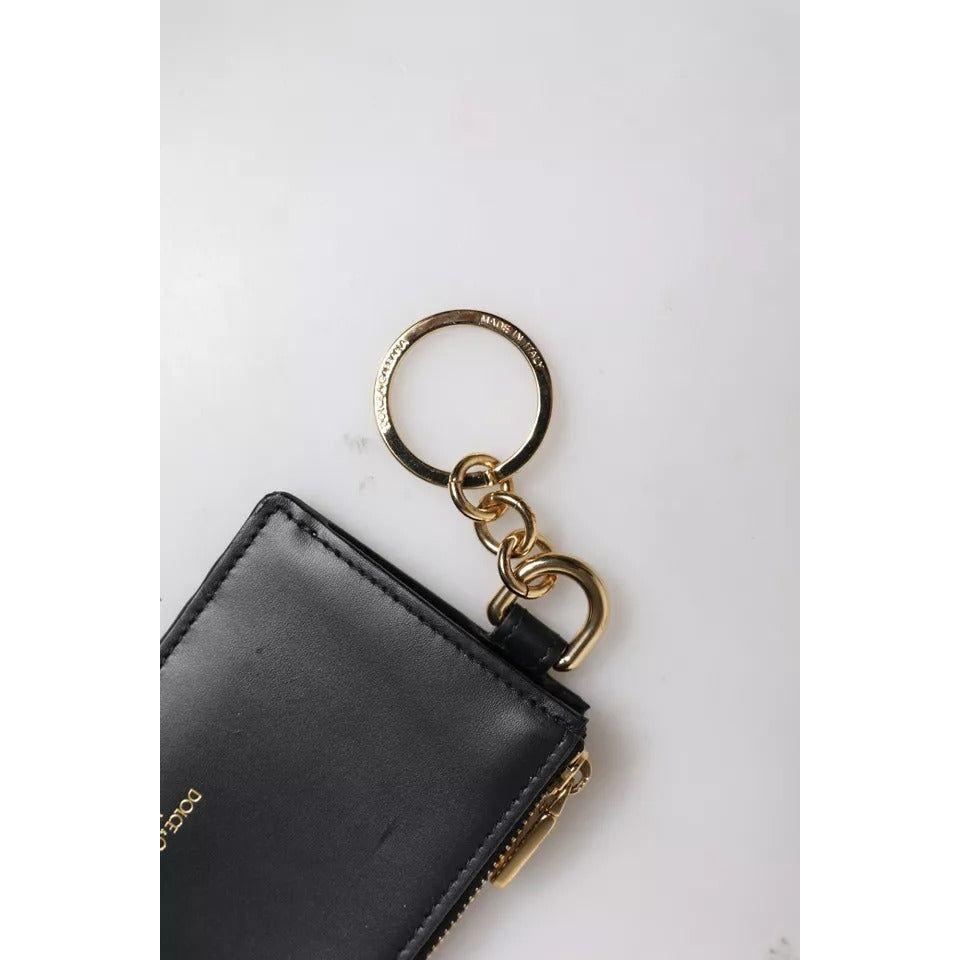 Luxour, Dolce & Gabbana Black Calfskin Leather DG Logo Card Holder Wallet, 