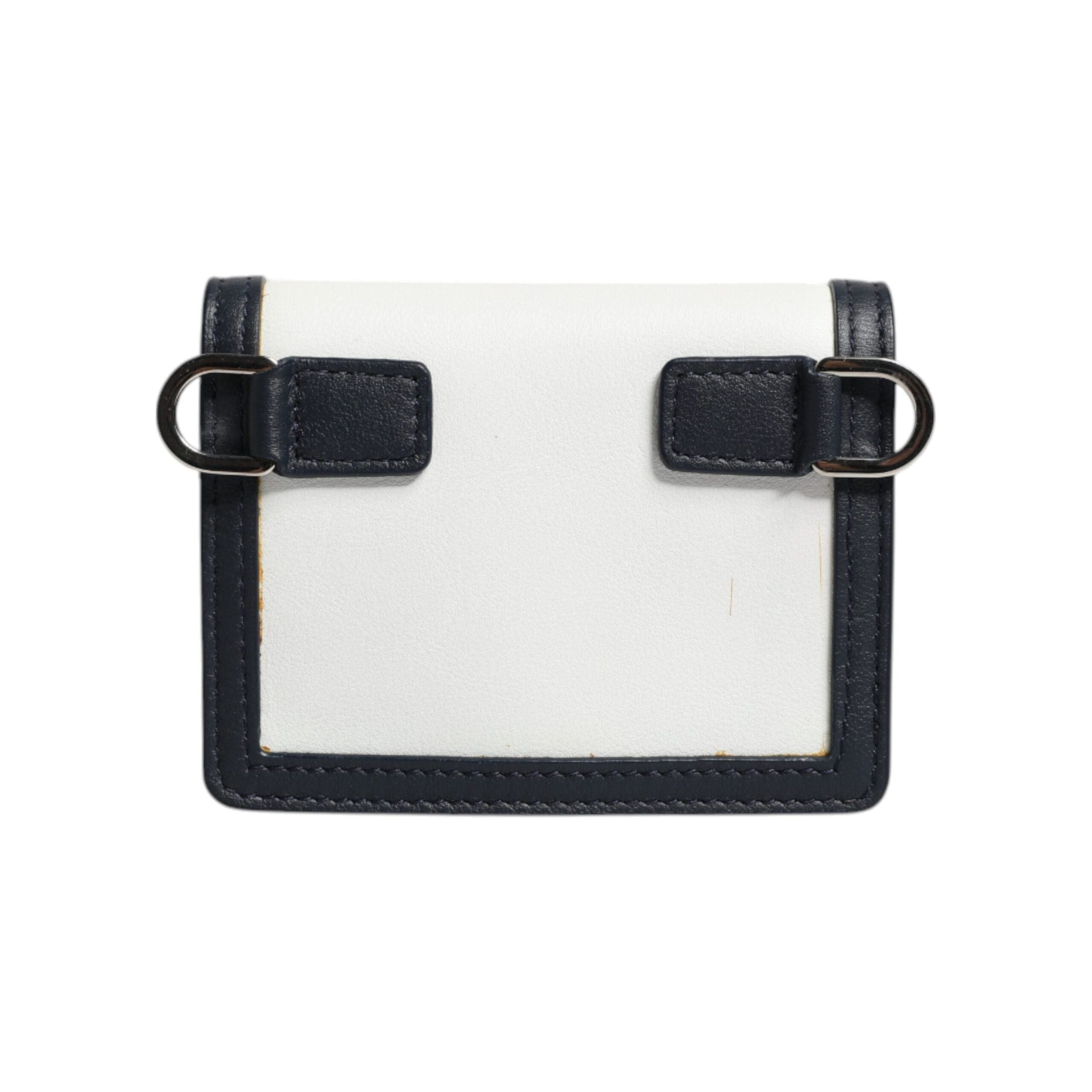 Luxour, Dolce & Gabbana White Blue Leather Bifold Crossbody Sling Wallet, 