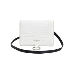 Luxour, Dolce & Gabbana White Blue Leather Bifold Crossbody Sling Wallet, 