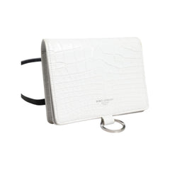 Luxour, Dolce & Gabbana White Blue Leather Bifold Crossbody Sling Wallet, 