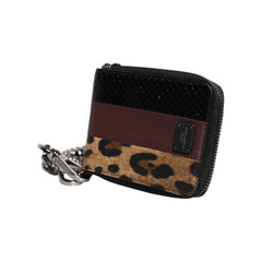 Luxour, Dolce & Gabbana Multicolor Leopard Leather DG Bifold Card Holder Wallet, 