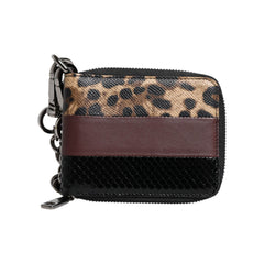 Luxour, Dolce & Gabbana Multicolor Leopard Leather DG Bifold Card Holder Wallet, 