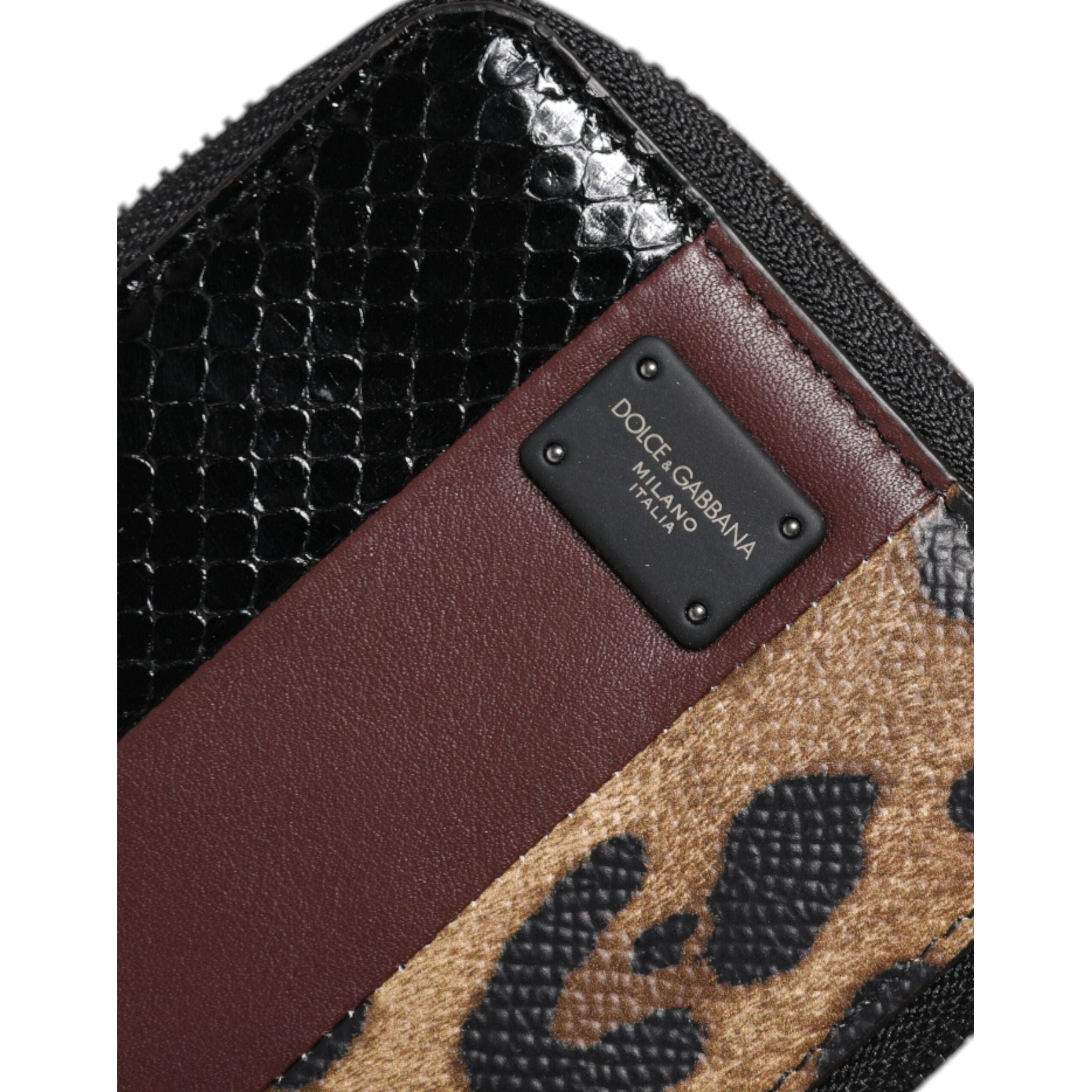 Luxour, Dolce & Gabbana Multicolor Leopard Leather DG Bifold Card Holder Wallet, 