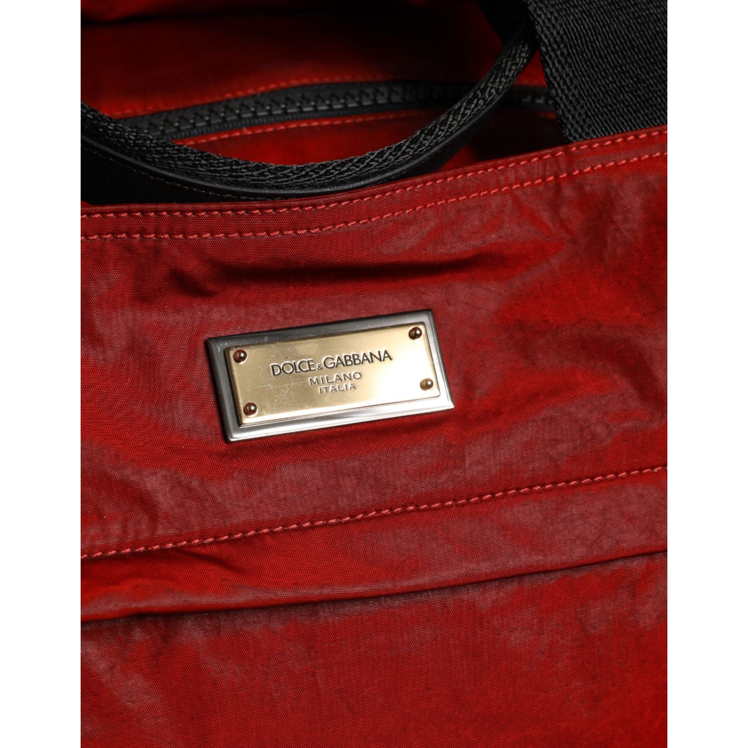 Luxour, Dolce & Gabbana Red Nylon Calfskin Hand Shoulder Duffel Bag, 