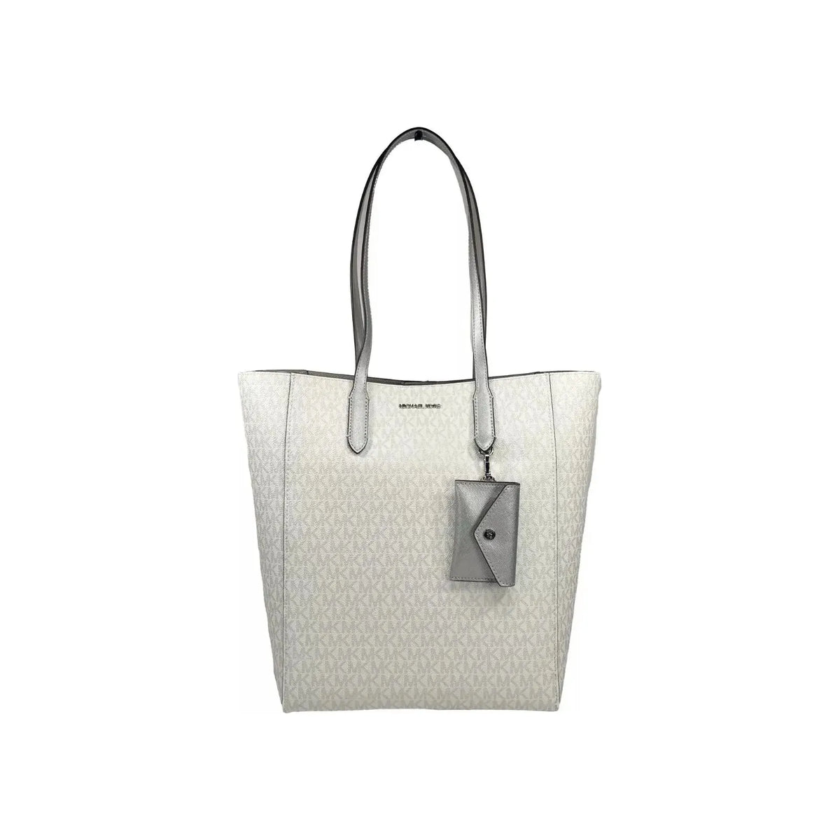 Luxour, Michael Kors Vincent With Card Case Large Tote Purse Bag Silver, 