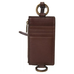 Luxour, Dolce & Gabbana Brown Leather Lanyard Logo Card Holder Men Wallet, 