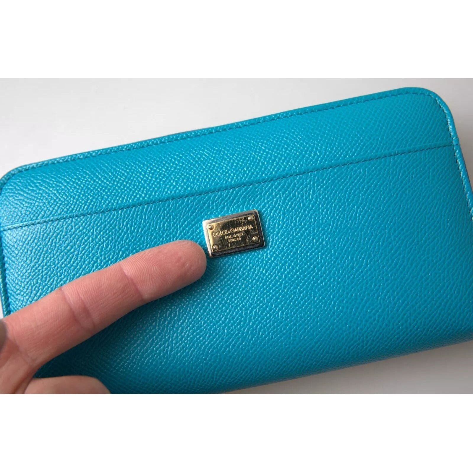 Luxour, Dolce & Gabbana Wallet Light Blue LOVE Leather Zip Around Continental, 