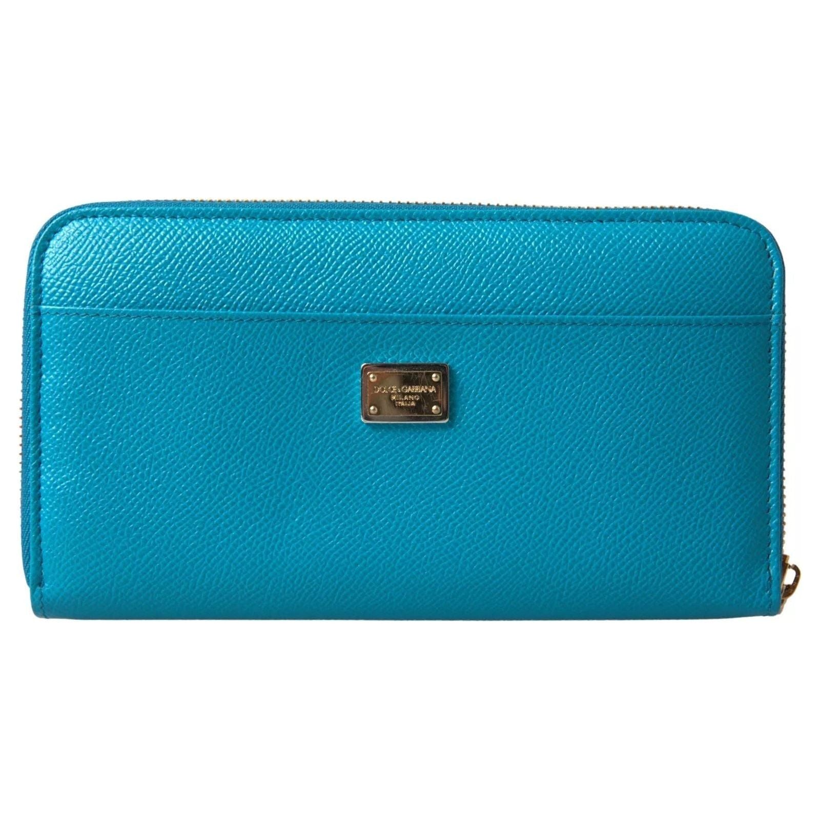 Luxour, Dolce & Gabbana Wallet Light Blue LOVE Leather Zip Around Continental, 