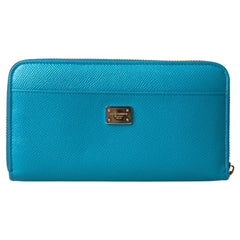 Luxour, Dolce & Gabbana Wallet Light Blue LOVE Leather Zip Around Continental, 