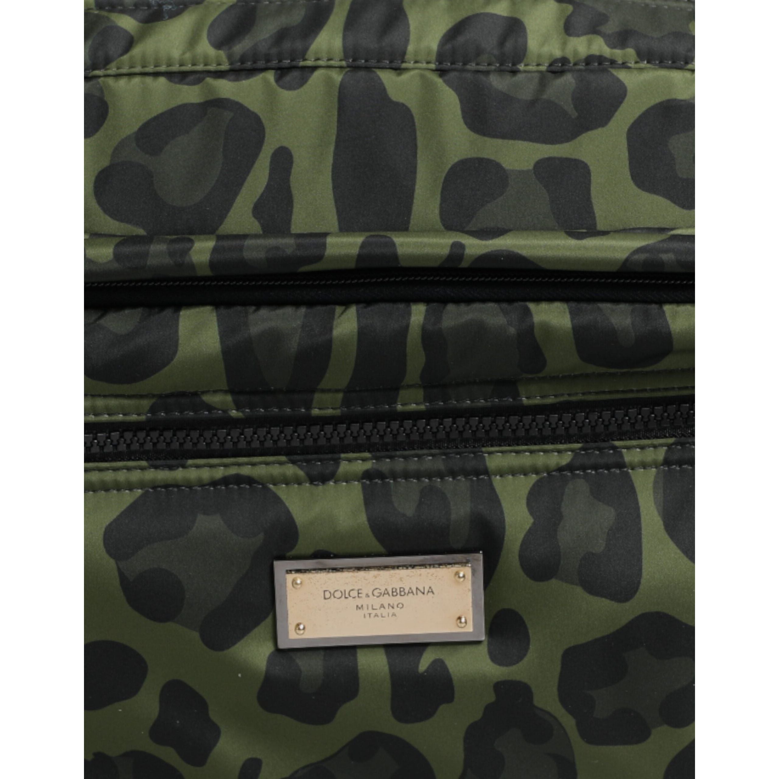 Luxour, Dolce & Gabbana Green Polyester Leopard Print Shell Messenger Bag, 