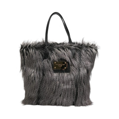 Luxour, Dolce & Gabbana Black Oversize Faux Fur Shopping Tote Bag, 