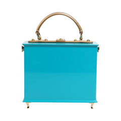 Luxour, Dolce & Gabbana Turquoise Gold Acrylic Leather Miss Dolce Top Handle Bag, 