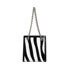 Luxour, Dolce & Gabbana Black White Zebra Patchwork Logo Plaque Shoulder Bag, 