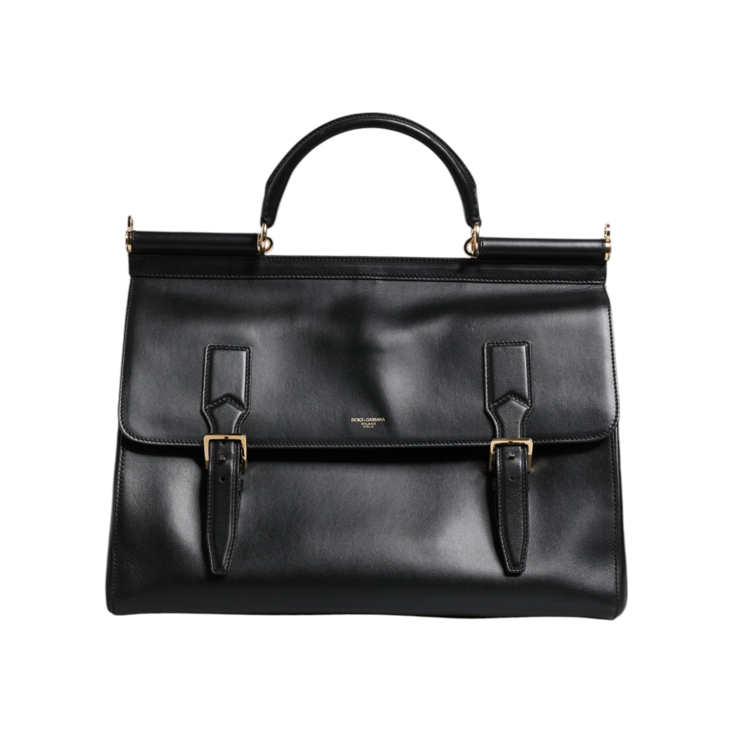 Luxour, Dolce & Gabbana Black Calfskin Monreale Travel Heat-Stamped Logo Bag, 