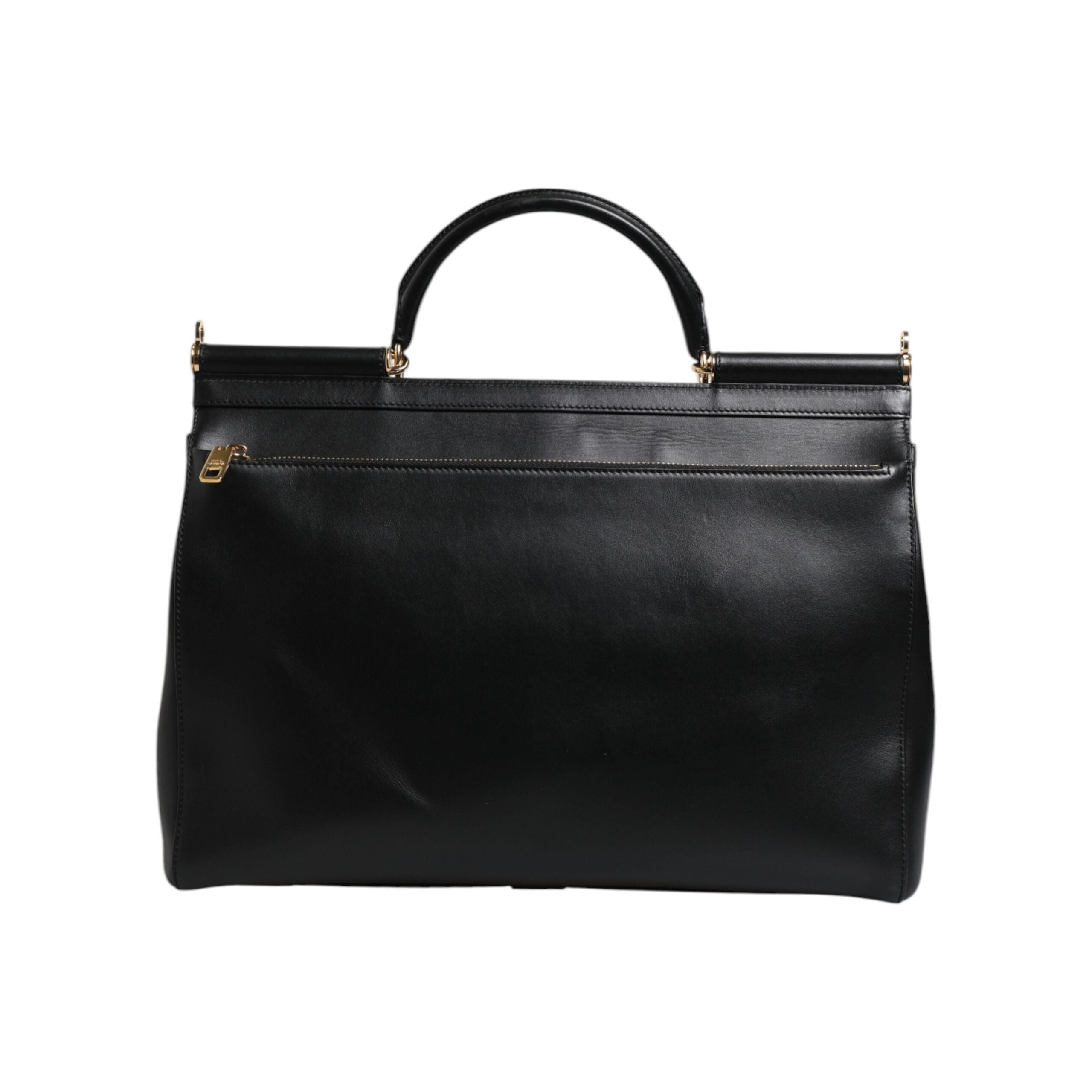 Luxour, Dolce & Gabbana Black Calfskin Monreale Travel Heat-Stamped Logo Bag, 