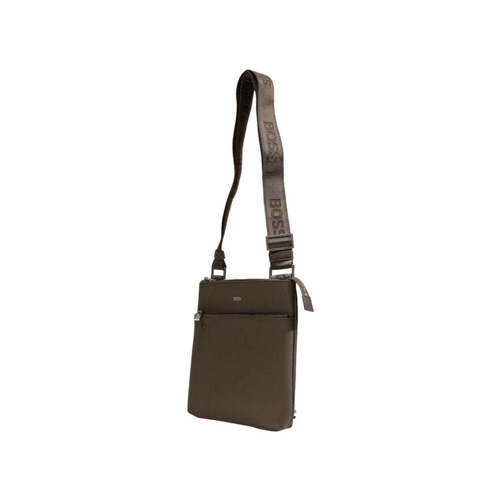 Luxour, Hugo Boss Green Leather Messenger Bag, 