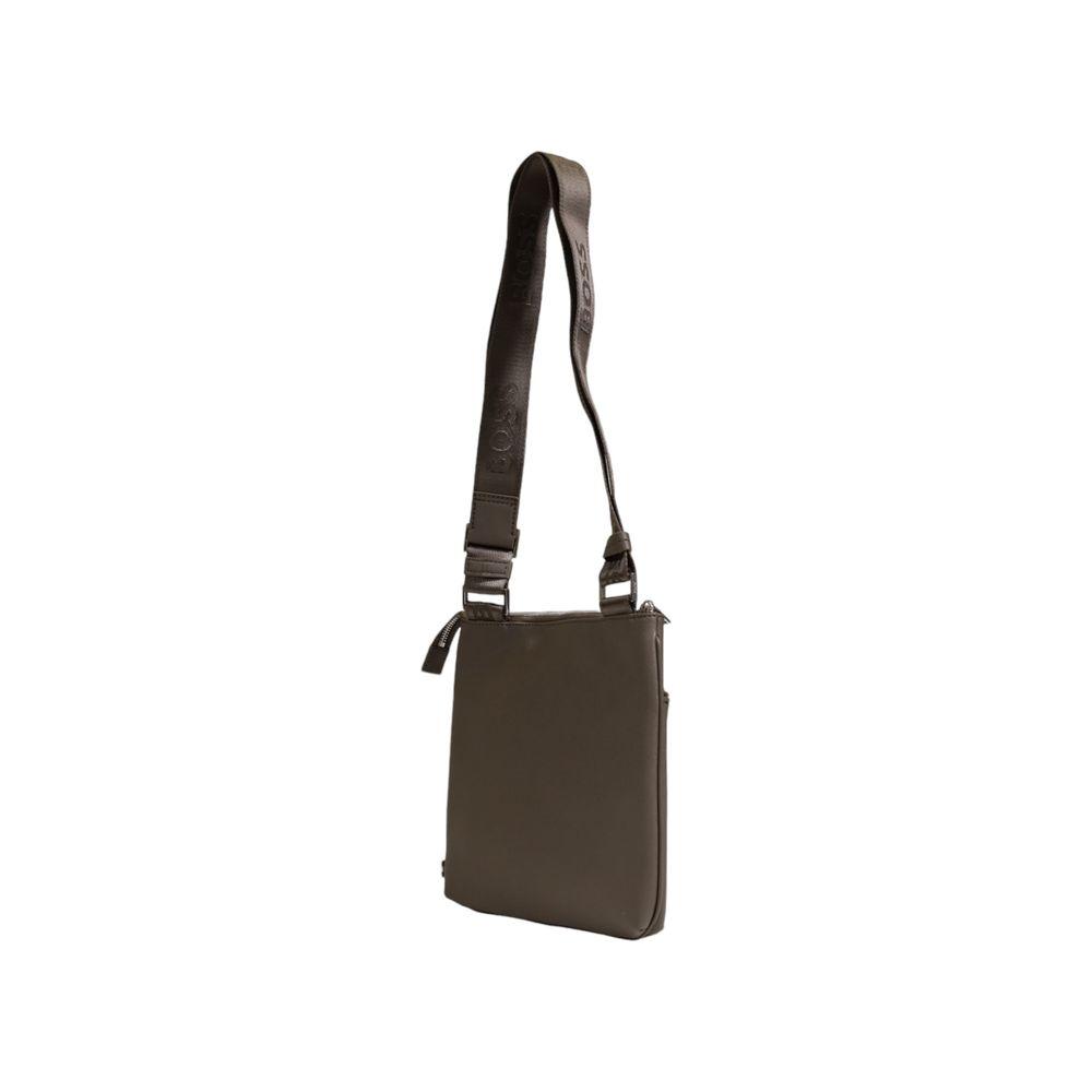 Luxour, Hugo Boss Green Leather Messenger Bag, 