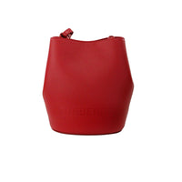 Thumbnail for Luxour, Burberry Lorne Small Red Pebbled Leather Bucket Crossbody Purse Bag, 