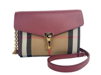 Thumbnail for Luxour, Burberry Macken Small Crimson House Check Leather Crossbody Bag, 