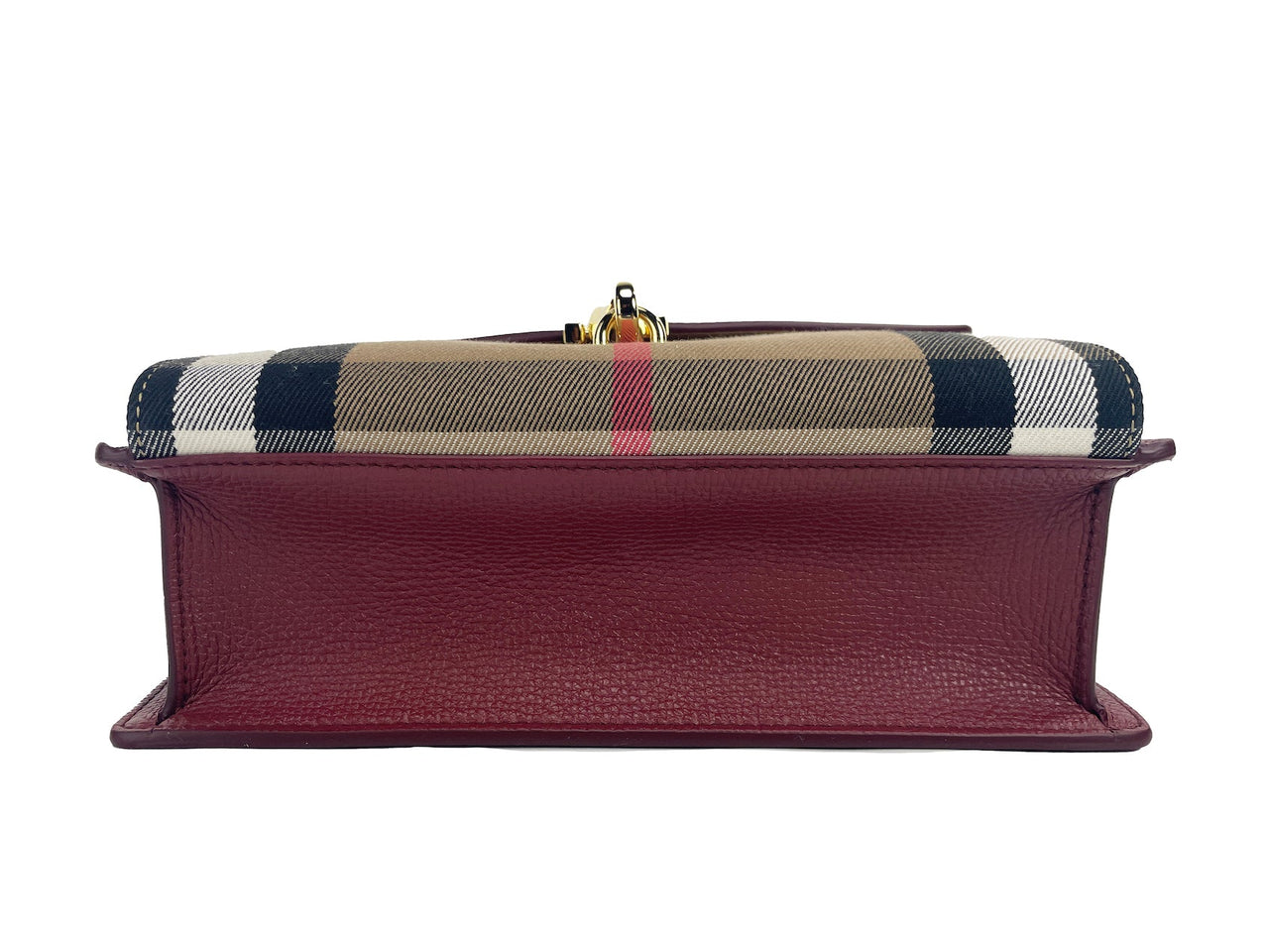 Luxour, Burberry Macken Small Crimson House Check Leather Crossbody Bag, 