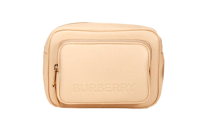 Luxour, Burberry Small Branded Peach Pink Grainy Leather Camera Crossbody Bag, 