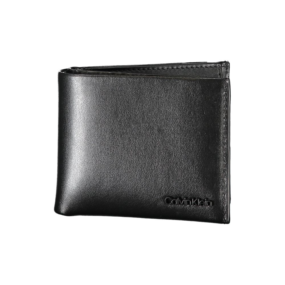 Luxour, Calvin Klein Elegant Black Leather Dual-Compartment Wallet, 